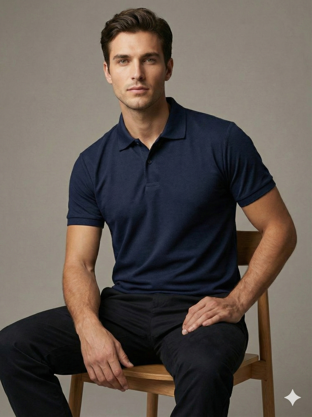 Men's Classic Navy Blue Polo Shirt – Premium Cotton Blend, Regular Fit Half Sleeve T-Shirt